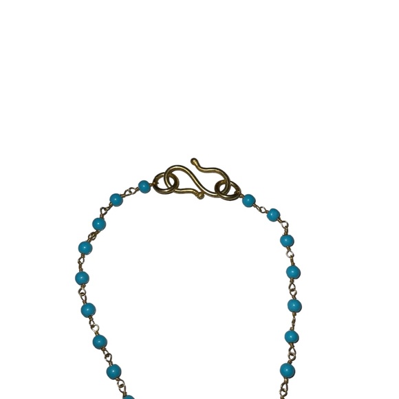 Genuine Turquoise and 18k Yellow Gold Plated Necklace 18’ - Picture 4 of 4
